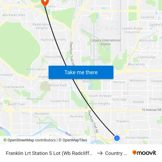 Franklin Lrt Station S Lot (Wb Radcliffe Dr Se) to Country Hills map