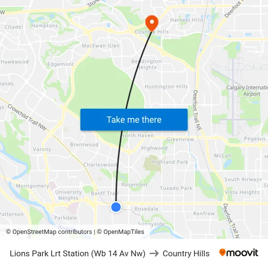 Lions Park Lrt Station (Wb 14 Av Nw) to Country Hills map