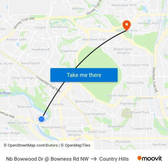 Nb Bowwood Dr @ Bowness Rd NW to Country Hills map