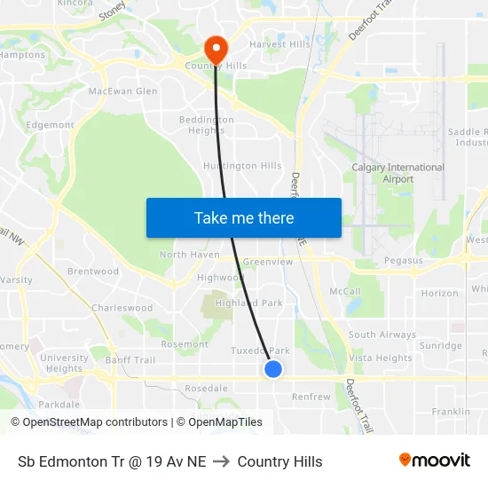 Sb Edmonton Tr @ 19 Av NE to Country Hills map