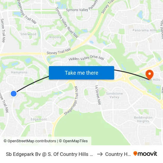 Sb Edgepark Bv @ S. Of Country Hills Bv NW to Country Hills map