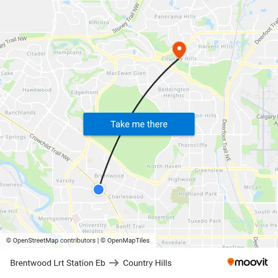 Brentwood Lrt Station Eb to Country Hills map