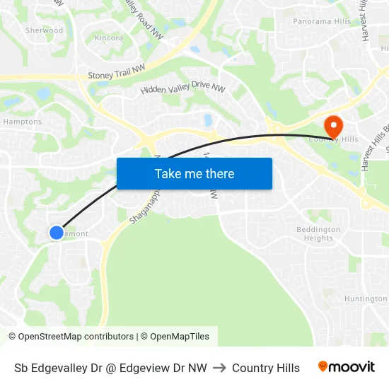 Sb  Edgevalley Dr @ Edgeview Dr NW to Country Hills map