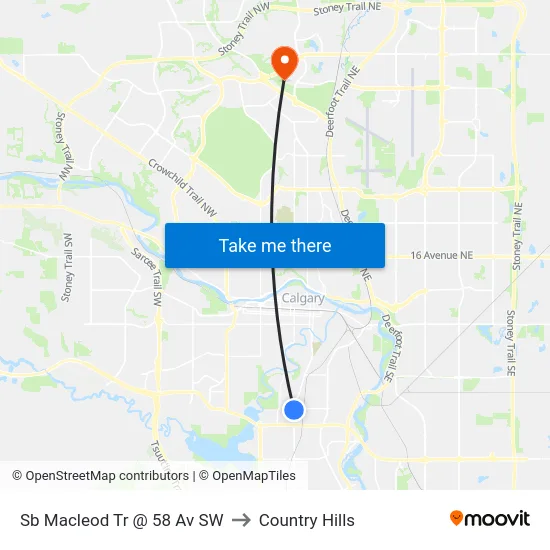 Sb Macleod Tr @ 58 Av SW to Country Hills map