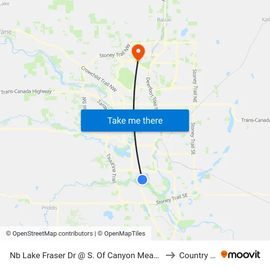 Nb Lake Fraser Dr @ S. Of Canyon Meadows  Lrt Stn to Country Hills map
