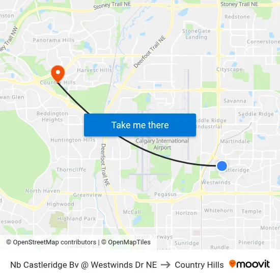 Nb Castleridge Bv @ Westwinds Dr NE to Country Hills map