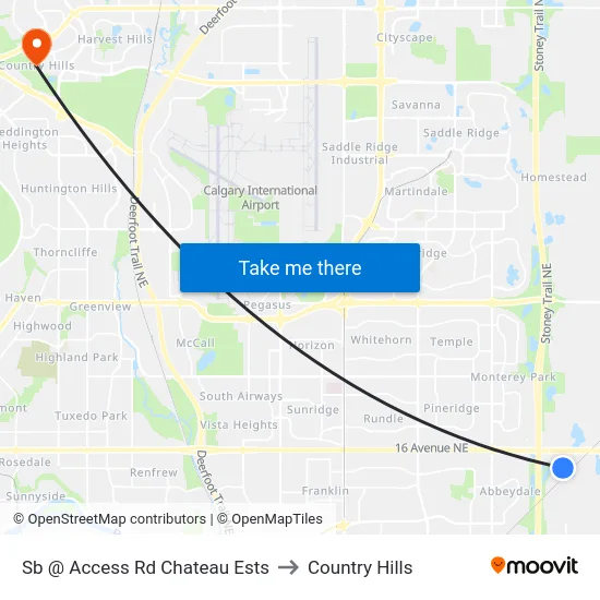 Sb @ Access Rd Chateau Ests to Country Hills map