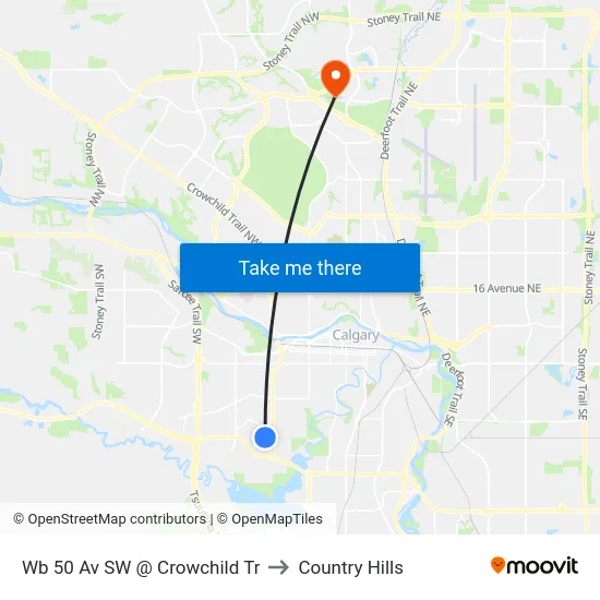 Wb 50 Av SW @ Crowchild Tr to Country Hills map