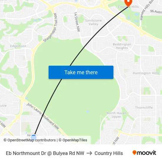 Eb Northmount Dr @ Bulyea Rd NW to Country Hills map