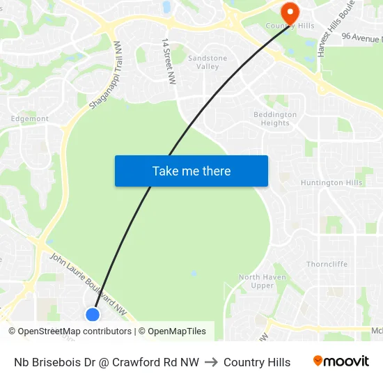Nb Brisebois Dr @ Crawford Rd NW to Country Hills map