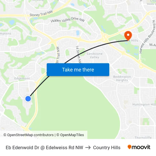 Eb Edenwold Dr @ Edelweiss Rd NW to Country Hills map