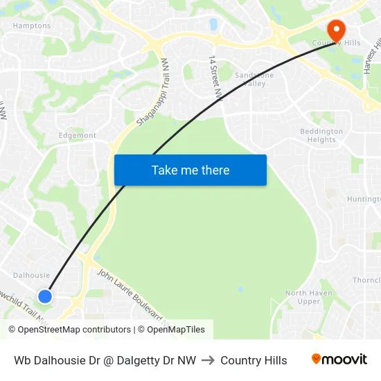 Wb Dalhousie Dr @ Dalgetty Dr NW to Country Hills map