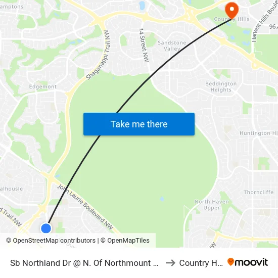 Sb Northland Dr @ N. Of Northmount Dr NW to Country Hills map