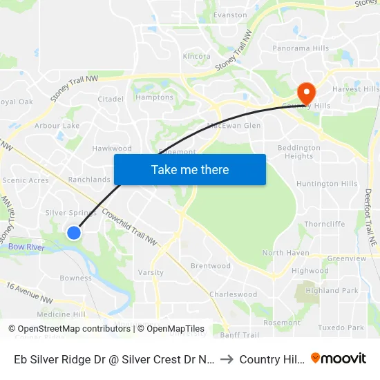 Eb Silver Ridge Dr @ Silver Crest Dr NW to Country Hills map