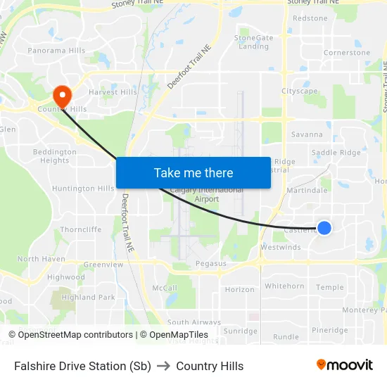 Falshire Drive Station (Sb) to Country Hills map