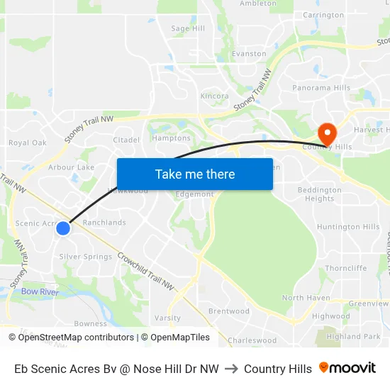 Eb Scenic Acres Bv @ Nose Hill Dr NW to Country Hills map