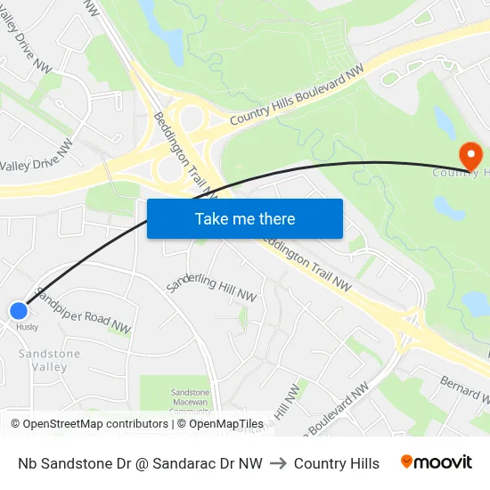 Nb Sandstone Dr @ Sandarac Dr NW to Country Hills map