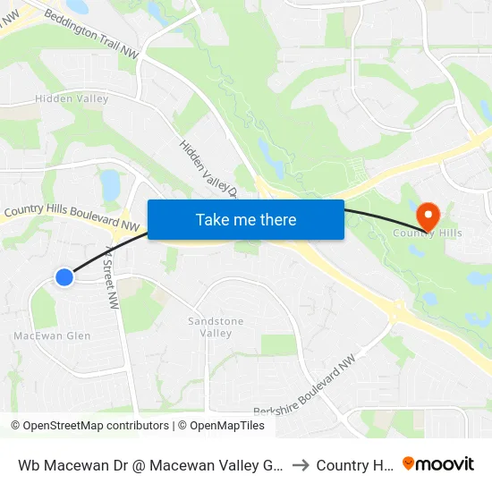 Wb Macewan Dr @ Macewan Valley Ga NW to Country Hills map