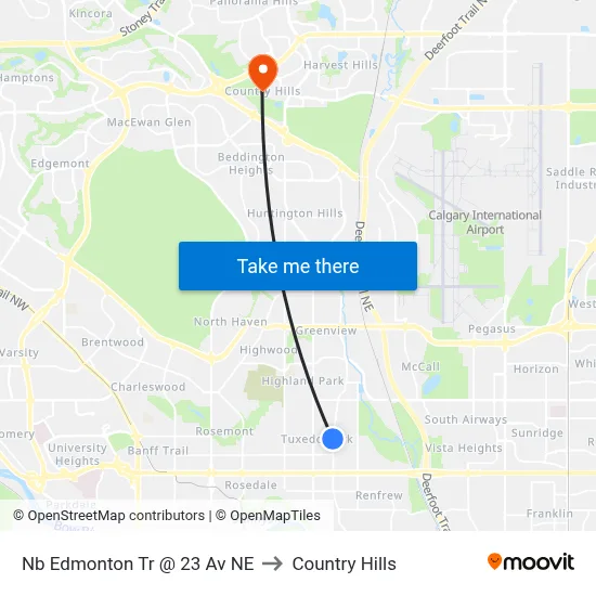 Nb Edmonton Tr @ 23 Av NE to Country Hills map