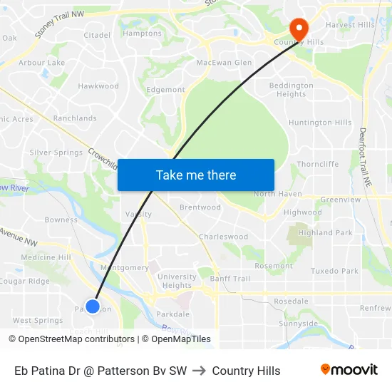 Eb Patina Dr @ Patterson Bv SW to Country Hills map