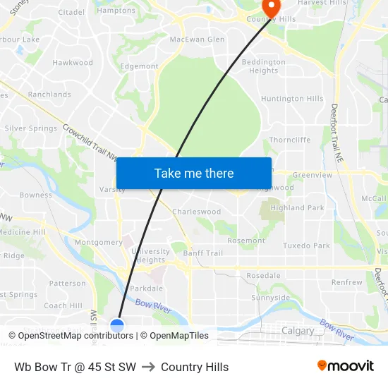 Wb Bow Tr @ 45 St SW to Country Hills map