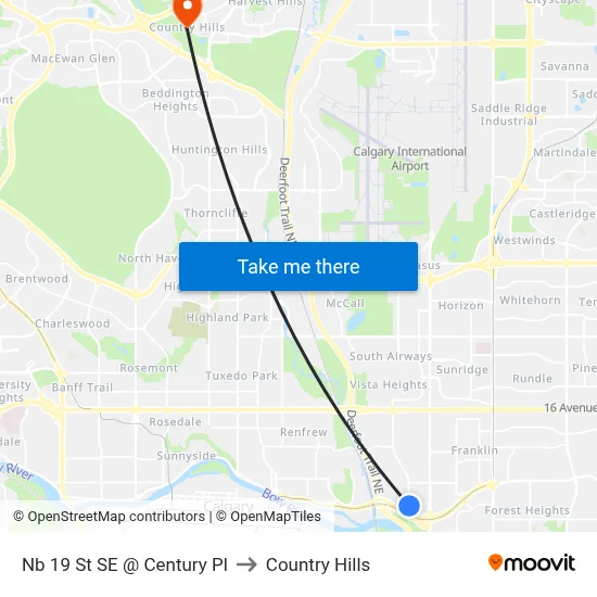 Nb 19 St SE @ Century Pl to Country Hills map
