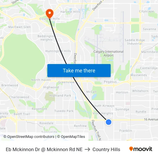 Eb Mckinnon Dr @ Mckinnon Rd NE to Country Hills map