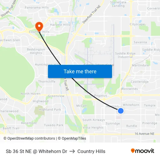 Sb 36 St NE @ Whitehorn Dr to Country Hills map