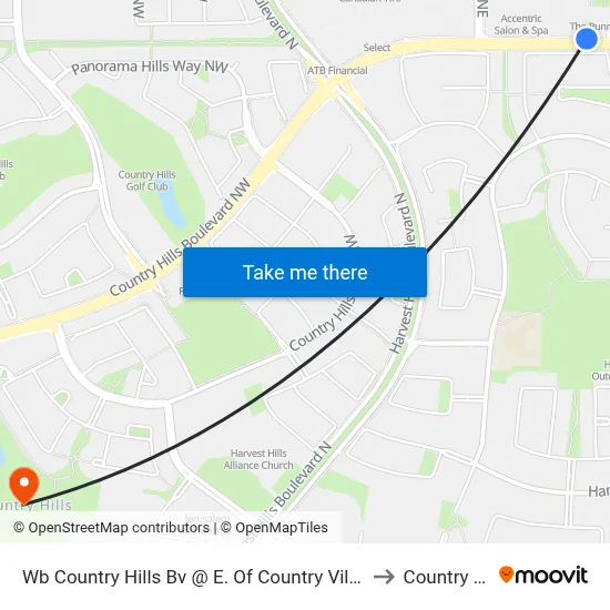 Wb Country Hills Bv @ E. Of Country Village Wy NE to Country Hills map