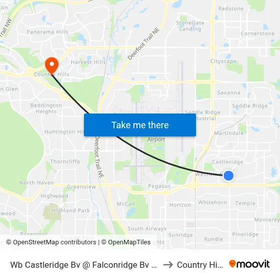 Wb Castleridge Bv @ Falconridge Bv NE to Country Hills map