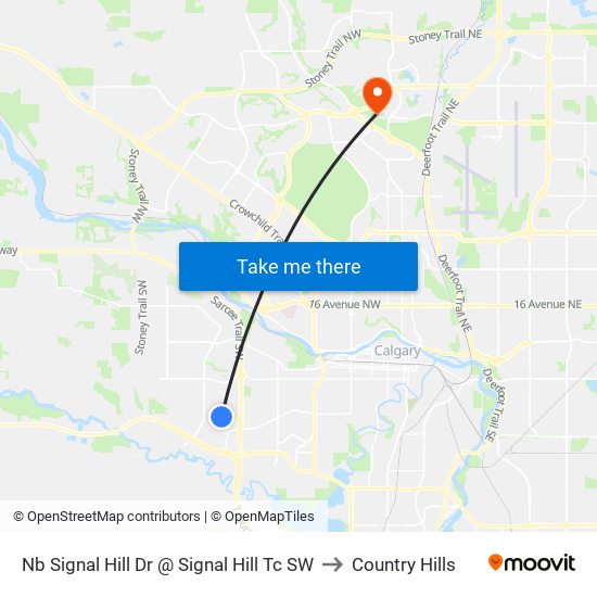 Nb Signal Hill Dr @ Signal Hill Tc SW to Country Hills map