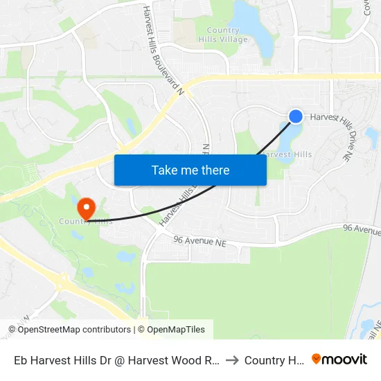 Eb Harvest Hills Dr @ Harvest Wood Rd NE to Country Hills map