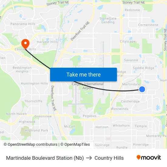 Martindale Boulevard Station (Nb) to Country Hills map