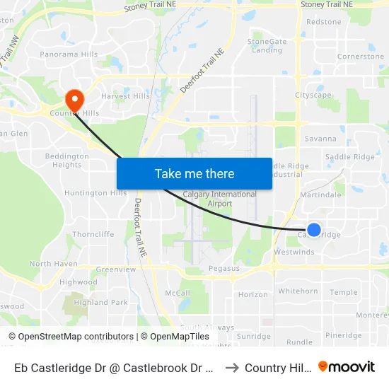 Eb Castleridge Dr @ Castlebrook Dr NE to Country Hills map