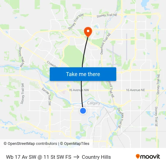 Wb 17 Av SW @ 11 St SW FS to Country Hills map