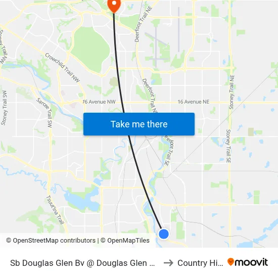 Sb Douglas Glen Bv @ Douglas Glen Cl SE to Country Hills map