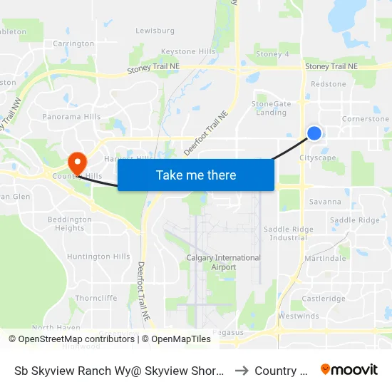 Sb Skyview Ranch Wy@ Skyview Shores Li NE to Country Hills map