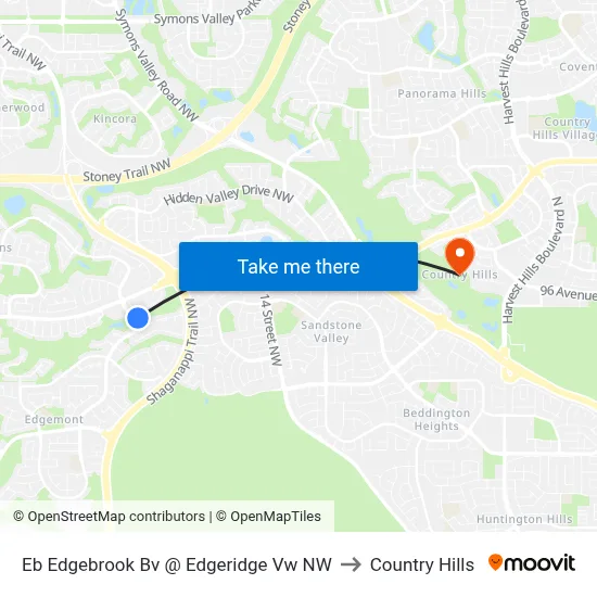 Eb Edgebrook Bv @ Edgeridge Vw NW to Country Hills map