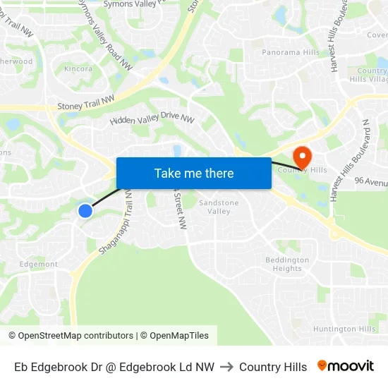 Eb Edgebrook Dr @ Edgebrook Ld NW to Country Hills map