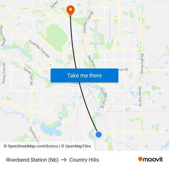 Riverbend Station (Nb) to Country Hills map