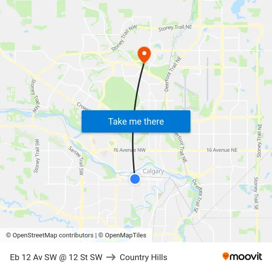 Eb 12 Av SW @ 12 St SW to Country Hills map