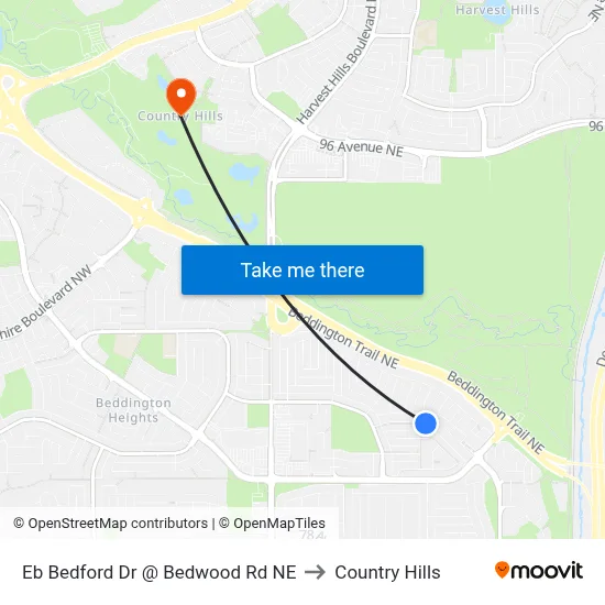 Eb Bedford Dr @ Bedwood Rd NE to Country Hills map
