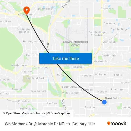 Wb Marbank Dr @ Mardale Dr NE to Country Hills map