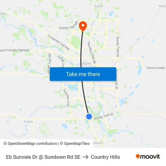 Eb Sunvale Dr @ Sundown Rd SE to Country Hills map