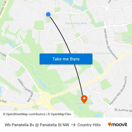 Wb Panatella Bv @ Panatella St NW to Country Hills map