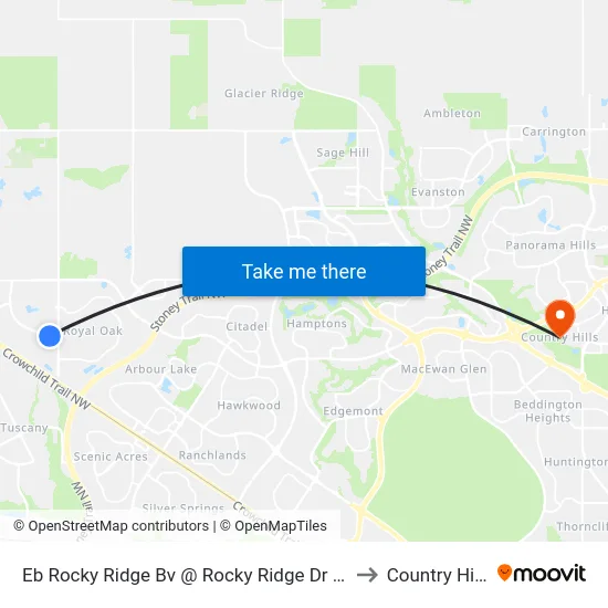 Eb Rocky Ridge Bv @ Rocky Ridge Dr NW to Country Hills map