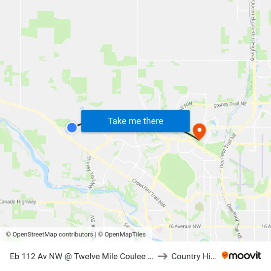 Eb 112 Av NW @ Twelve Mile Coulee  Rd to Country Hills map