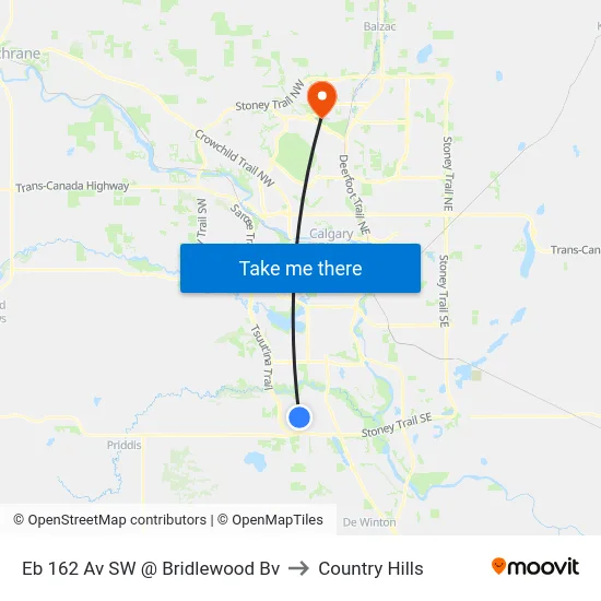 Eb 162 Av SW @ Bridlewood Bv to Country Hills map