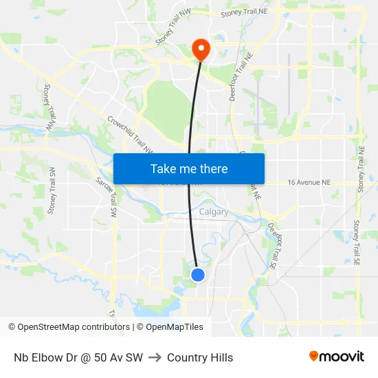 Nb Elbow Dr @ 50 Av SW to Country Hills map