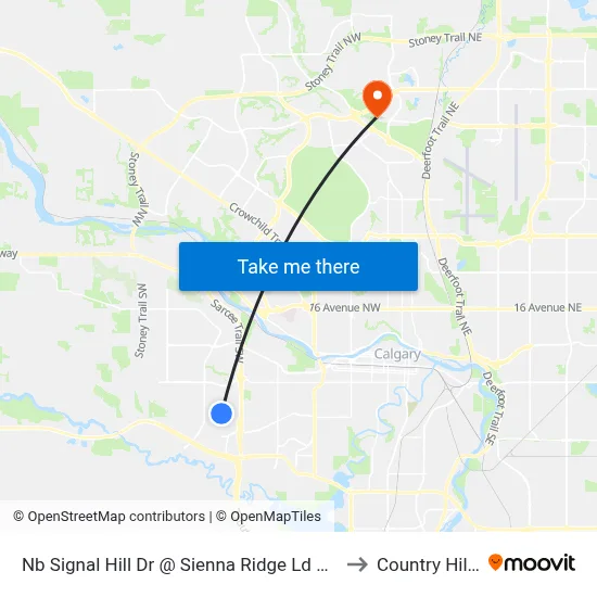 Nb Signal Hill Dr @ Sienna Ridge Ld SW to Country Hills map